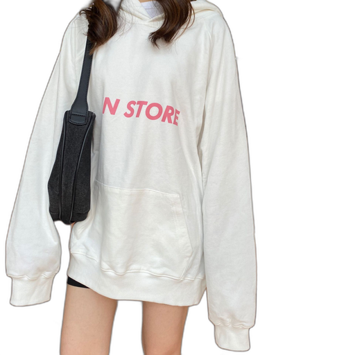 Women's sweatshirt factory hooded mid-length new spring and autumn coat white loose Korean style trendy women's manufacturer manufacturer