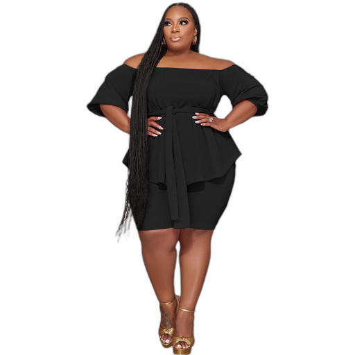 YM-8627 Cross-border European and American solid color casual fashion plus size women's clothing Amazon independent station one-shoulder two-piece suit suit