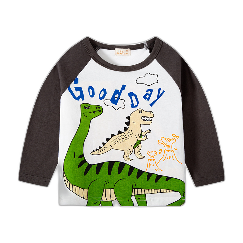 Be top children's clothing Korean version autumn dinosaur sleeve boys long-sleeved T-shirt pure cotton bottoming shirt shirt