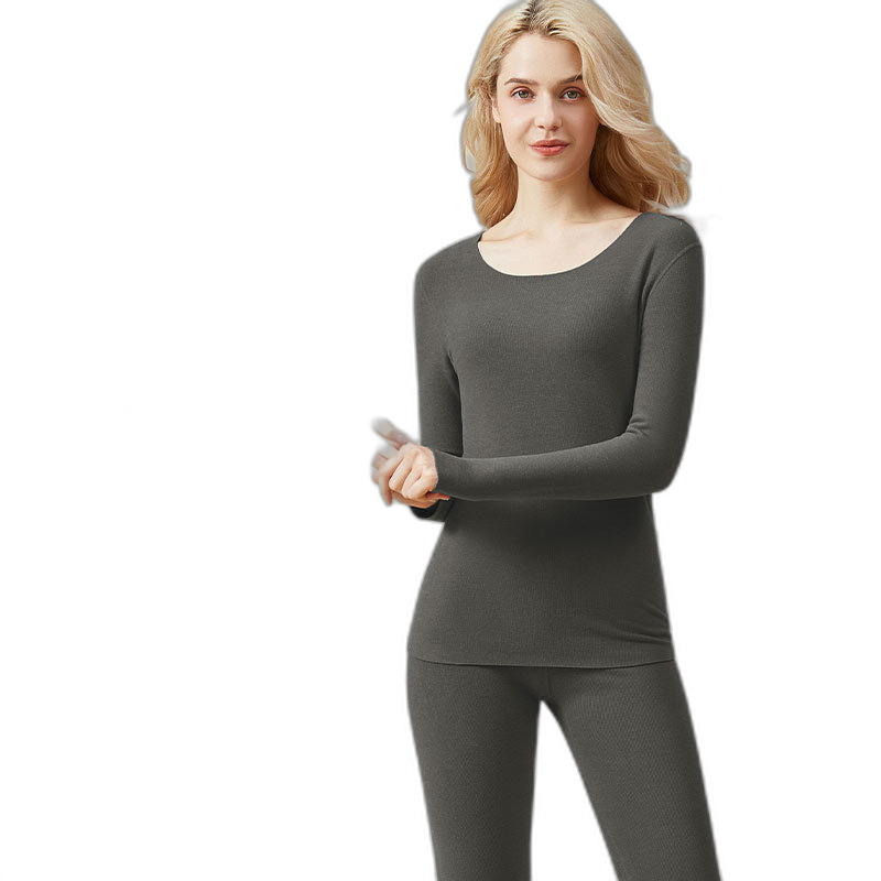 Autumn and winter de velvet thermal underwear suit antibacterial men women heat storage constant temperature seamless hyaluronic acid round neck long johns johns