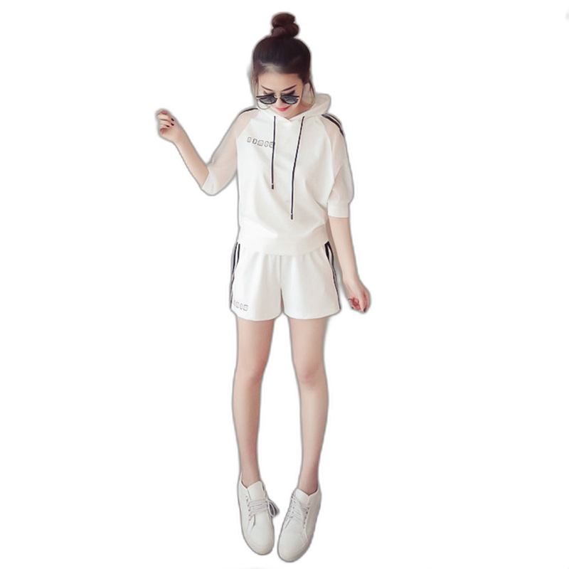(Foreign Trade Model) Summer Korean Ladies Casual Fashion Sports Suit Women's Two-piece Shorts Top Fashion