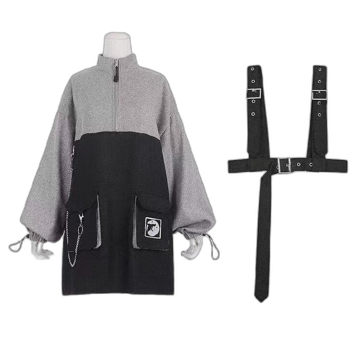 2021 autumn and winter new detachable strap belt chain student skirt two-piece sweater dress female female