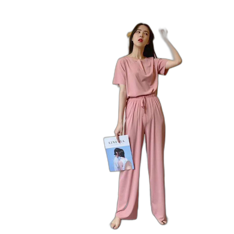2021 spring and summer new pajamas set women's thin section soft fashion casual suit loose home service short-sleeved pants pants
