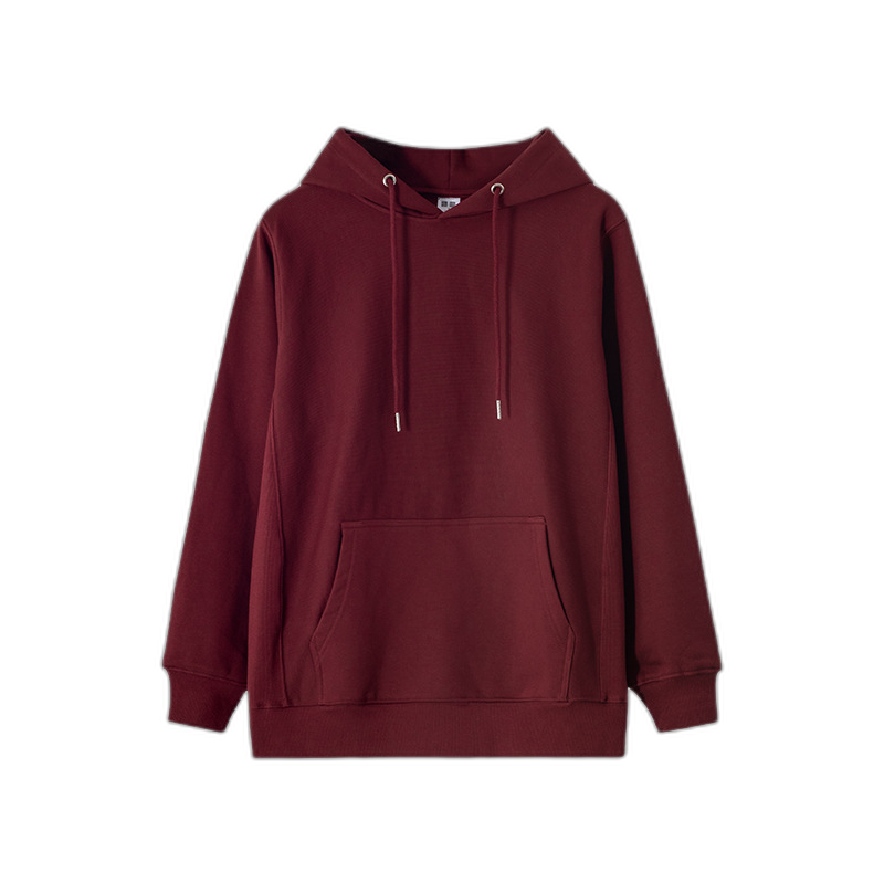 460g regular hooded collection BF style new cotton men's and women's long-sleeved shirts Korean version plus velvet trendy sweater wine red red