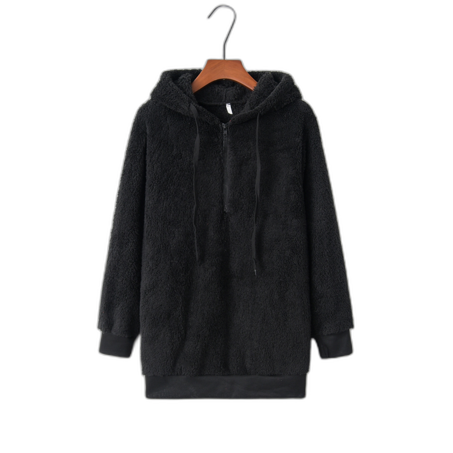 9442#2020Amazon AliExpress popular European and American long-sleeved hooded solid color women's sweatshirt fleece jacket jacket