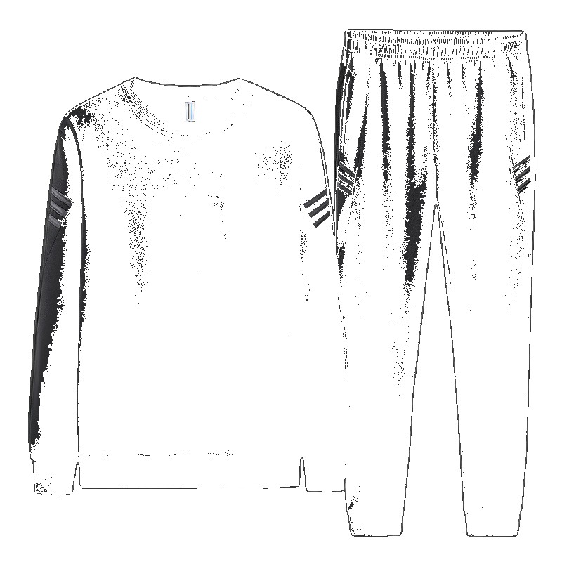 [EGIFTON-3075] 2020 autumn new casual sports sweater suit men's striped round neck trousers two-piece set set (ONESIZE)