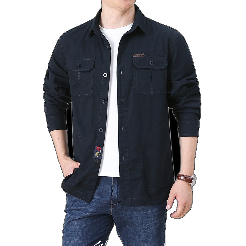 [EGIFTON-3084] 2020 men's jacket pure cotton coat new casual middle-aged multi-pocket shirt manufacturer 208557 208557