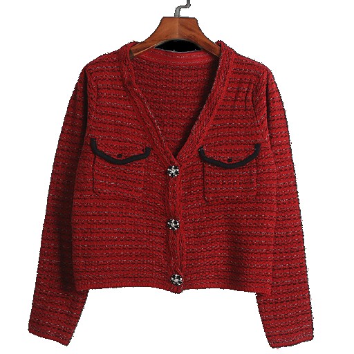 Zhao Liying same autumn and winter women's red sweater knitted cardigan short top, small fragrant coat half skirt two-piece suit suit