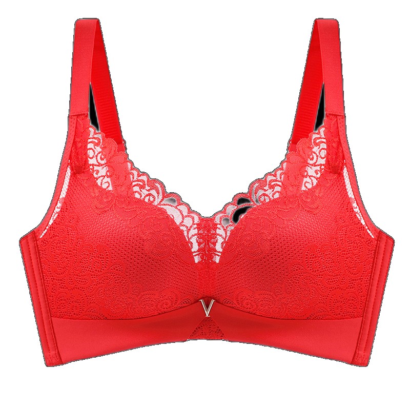 Beauty salon lace underwear gathered no steel ring breathable women's adjustable red bra thick and thin models manufacturers explode explode