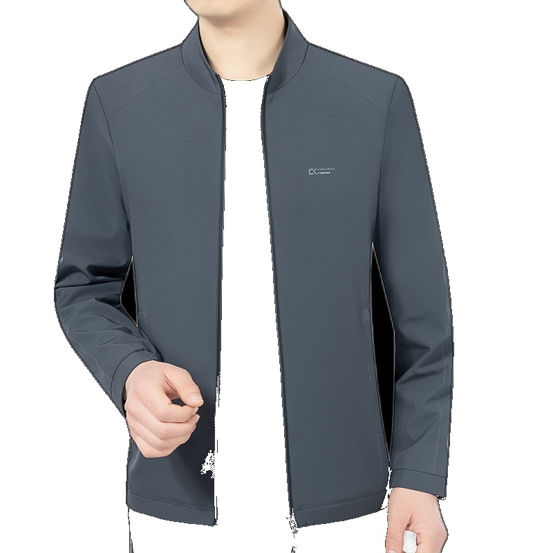 [EGIFTON-LIVE-3116] 2023 new men's clothing spring and autumn business casual stand-up collar middle-aged jacket coat tops clothing (ONESIZE)