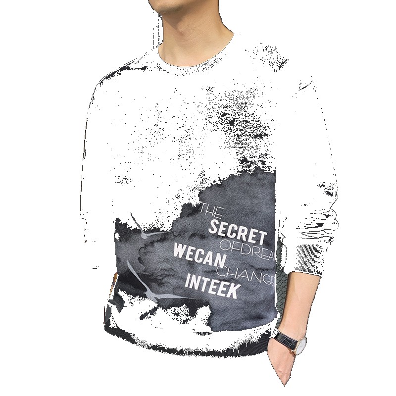 [EGIFTON-LIVE-3302] Spring and Autumn new style sweatshirt men's round neck pullover terry tops straight slim fit trendy casual long-sleeved bottoming shirt shirt (ONESIZE)