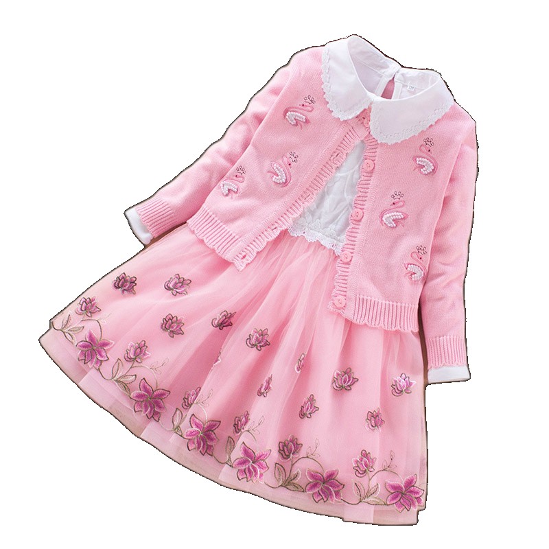 [EGIFTON-LIVE-3734] Girls sweater suit two-piece set 2021 autumn new style little girl dress baby foreign princess on behalf of the hair hair (ONESIZE)