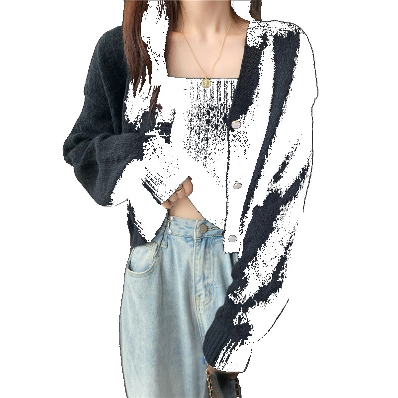 [EGIFTON-LIVE-3815] Spice Girl Gentle Sweater Women's Spring and Autumn 2021 New Tops Short Knitted Cardigan Jacket Layered with Suspenders Two-piece Set Set (ONESIZE)