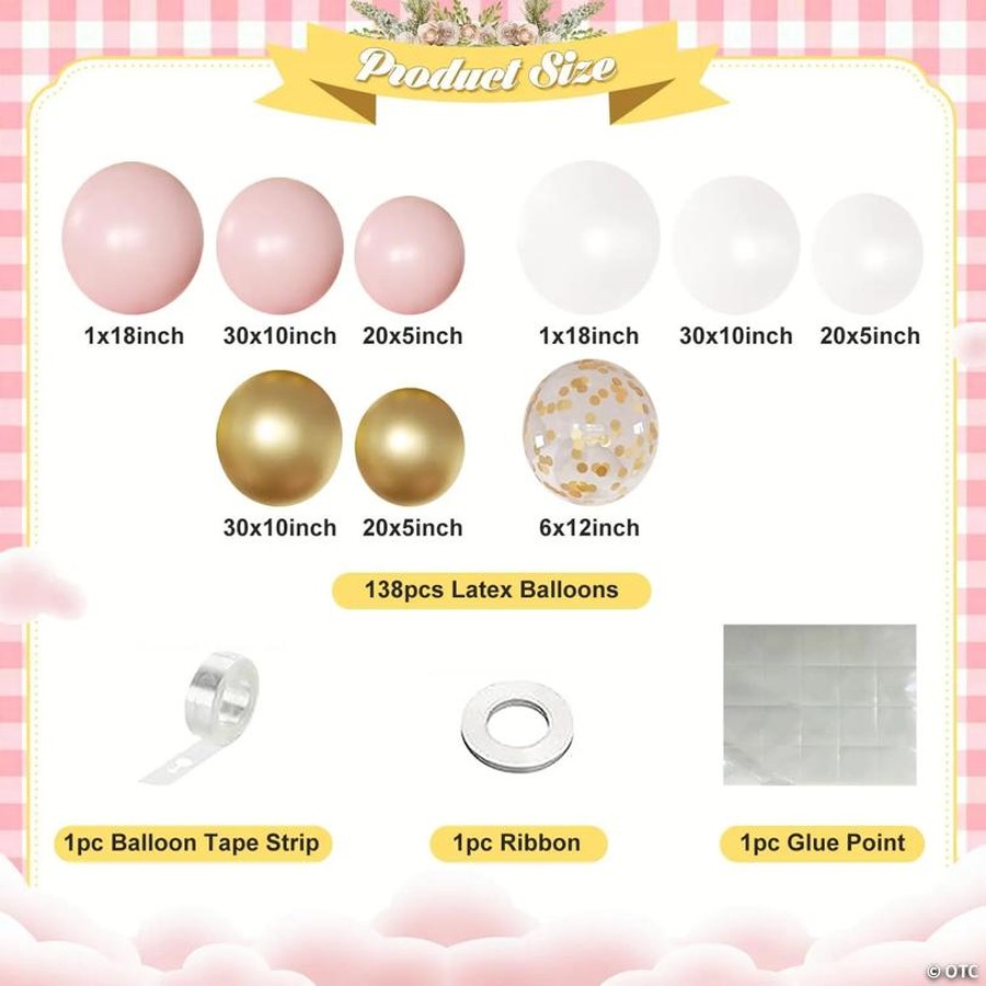 Pink White and Gold Balloon Garland Kit