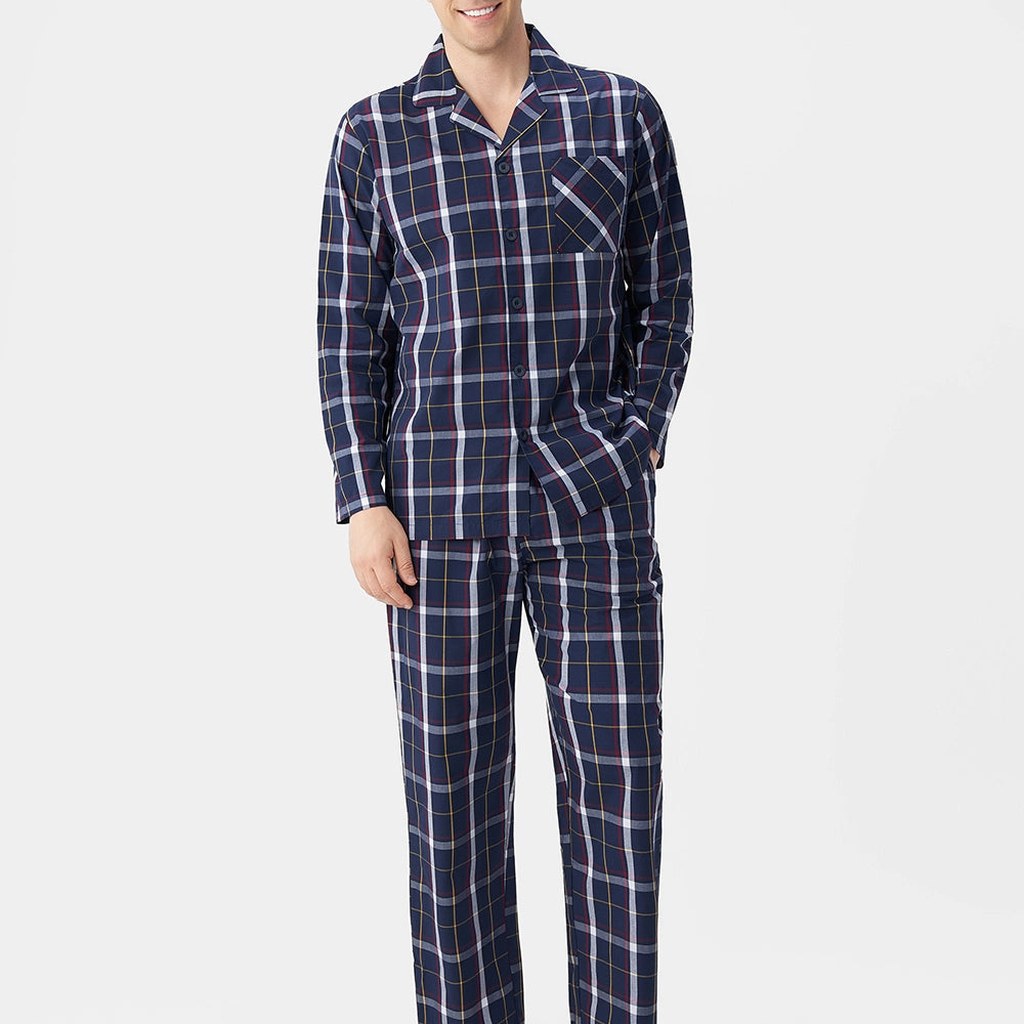 David Archy Woven Plaid Classic Pajama Set