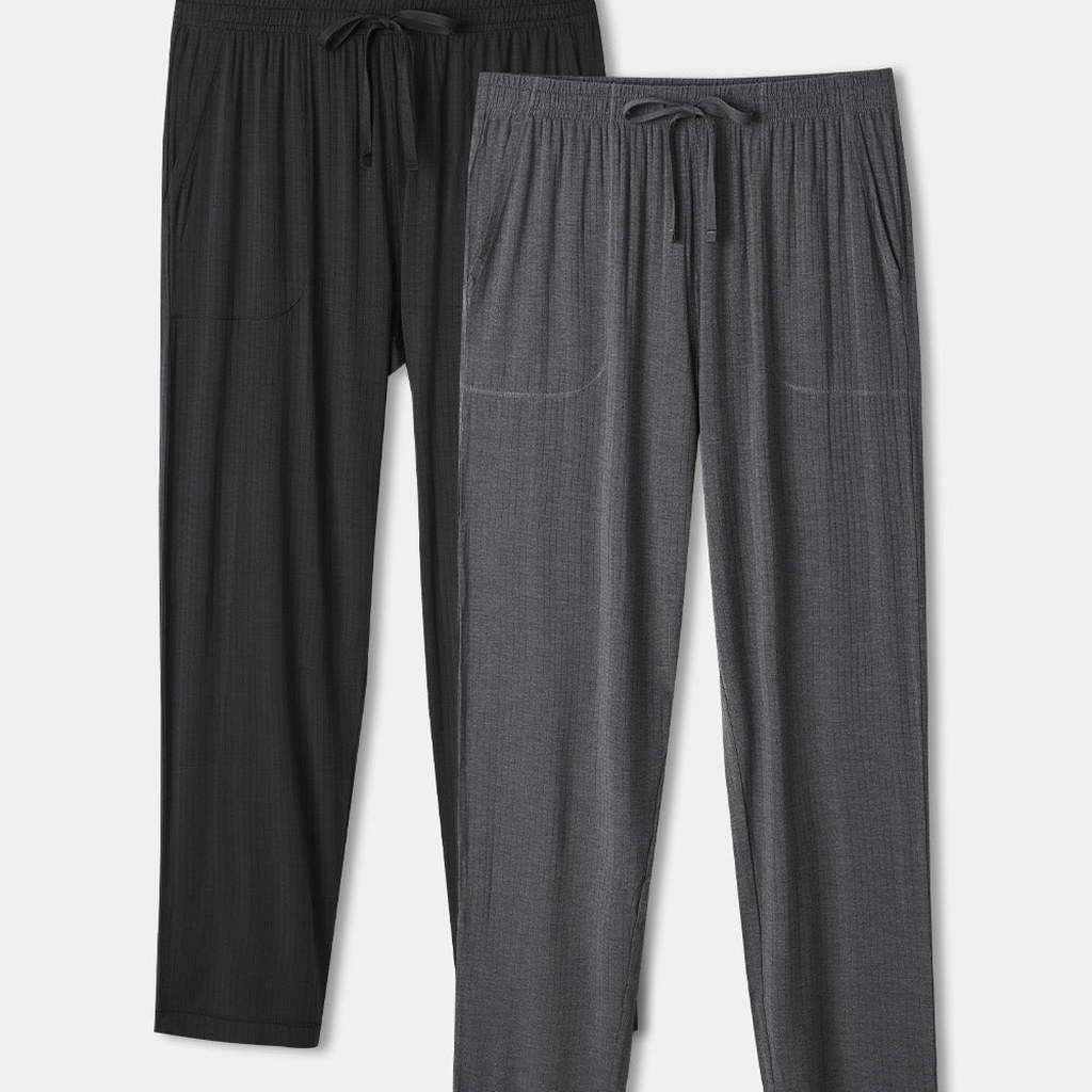 [EXT-MEN-DAVID-SLEEP-BAMBOO] David Archy Bamboo Rib Soft Sleep Pants 2-Pack (ONESIZE)