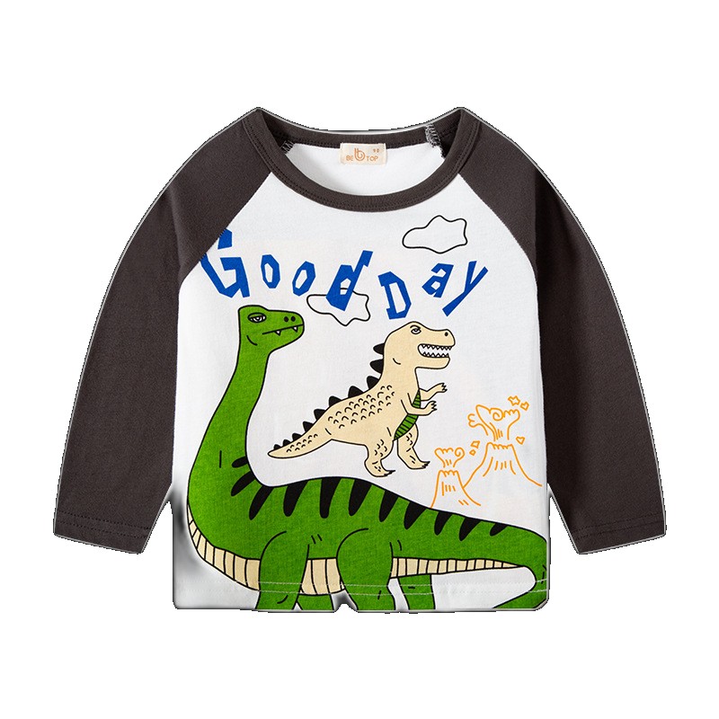[EGIFTON-3199] Be top children's clothing Korean version autumn dinosaur sleeve boys long-sleeved T-shirt pure cotton bottoming shirt shirt