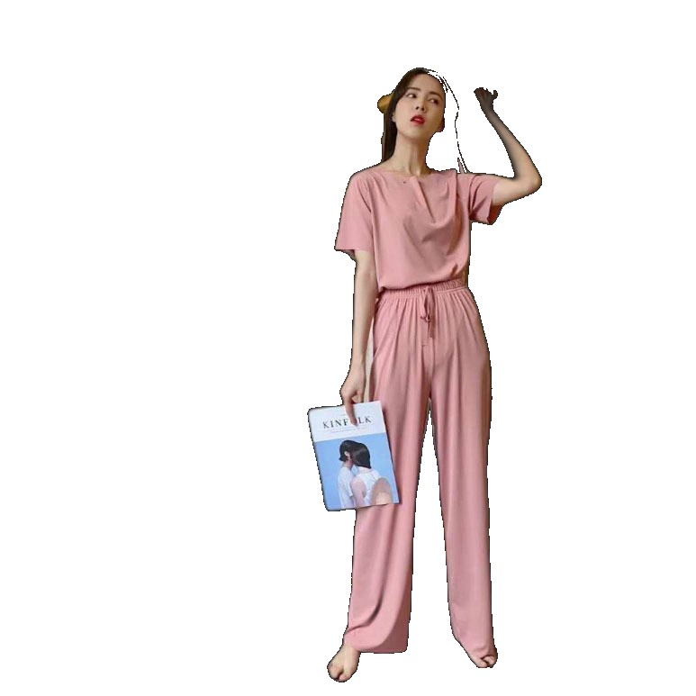 [EGIFTON-3549] 2021 spring and summer new pajamas set women's thin section soft fashion casual suit loose home service short-sleeved pants pants