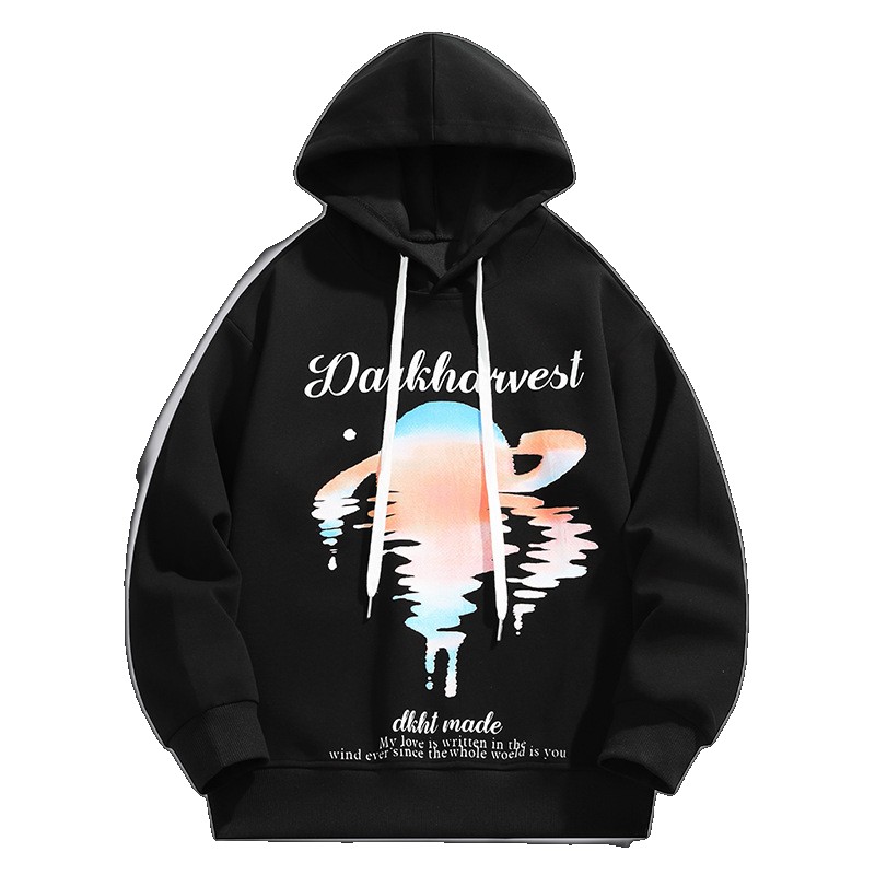 [EGIFTON-3263] Cross-border wholesale autumn hooded sweatshirt for men, trendy brand loose printed long-sleeved top, Hong Kong style men's casual pullover pullover