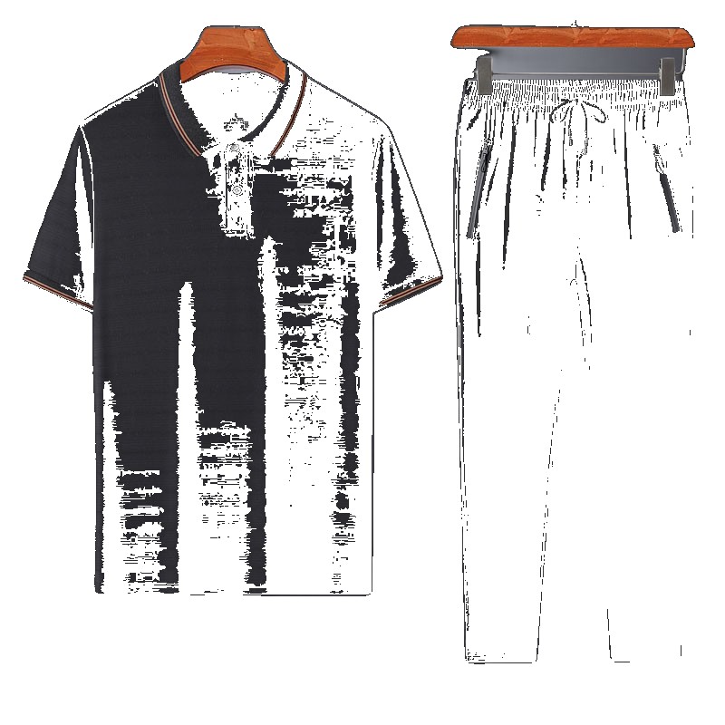 [EGIFTON-LIVE-3168] POLO shirt men's summer solid color short-sleeved T-shirt loose casual suit straight sports trousers trousers
