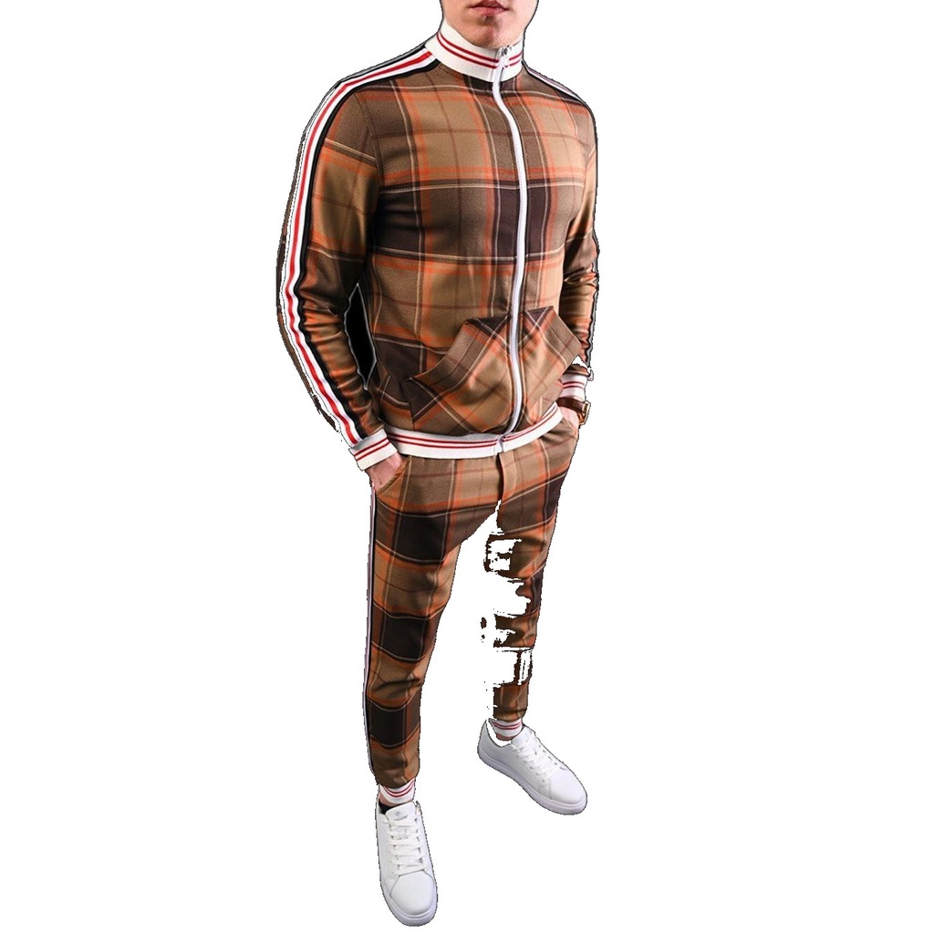 [EGIFTON-3083] 2020 Cross-border Men's Suits Amazon Autumn Casual Wear European and American Trendy Brand Large Size Sportswear Two-piece Set Set