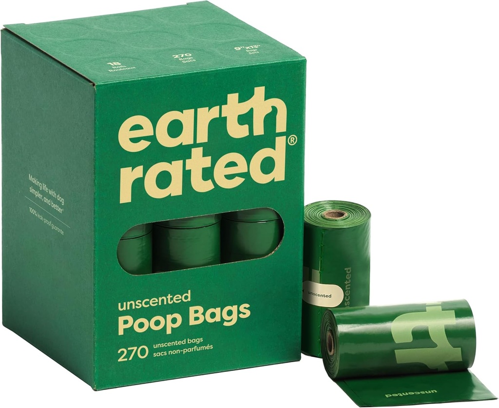 Ultra Thick Leak-Proof Dog Poop Bags, 270 Count Refill Rolls, Unscented, Extra Strong Waste Bags for Large & Small Dogs, Eco-Friendly Pet Supplies