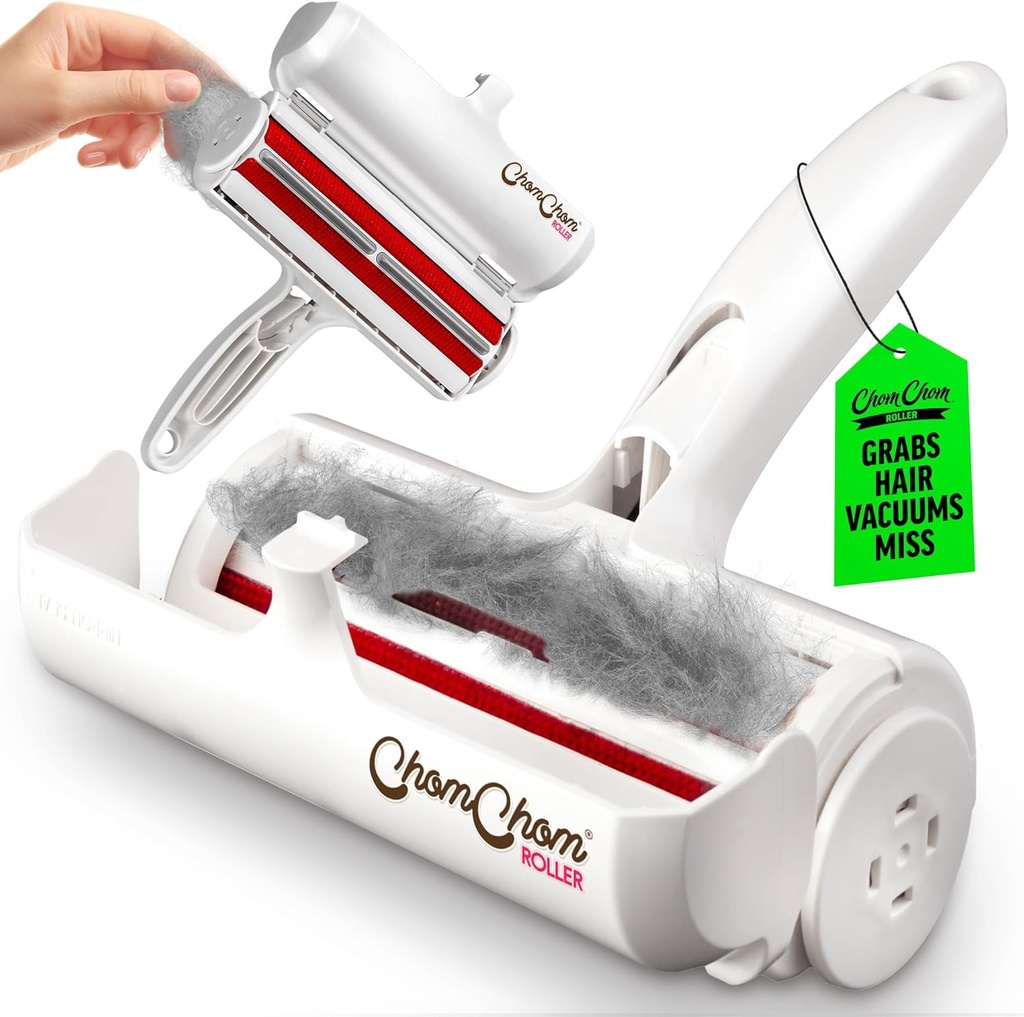 Pet Hair Remover Roller for Furniture, Couch, Carpet, Car, Rugs & Bedding – Reusable, Eco-Friendly, Portable Lint Roller for Cat & Dog Hair – Original Size, White