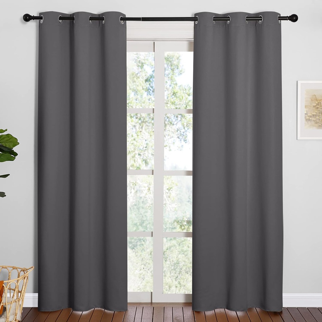 NICETOWN Premium Blackout Curtains 84 Inch Length - Thermal Insulated Room Darkening Drapes for Bedroom, 42W x 84L, Grey, 2 Panels - Energy Saving & Noise Reducing Window Treatment