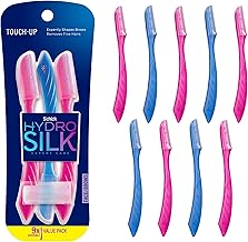 Schick Hydro Silk Touch-Up Dermaplaning Tool with Precision Eyebrow Cover, 9ct | Dermaplane Razor, Face Razors for Women, Peach Fuzz Remover | Beauty Stocking Stuffer