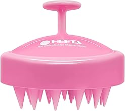 HEETA Scalp Massager Hair Growth, Soft Silicone Scalp Scrubber Shampoo Brush for Exfoliation, Dandruff Removal Head Massage Stress Relax, Wet & Dry Use for Thick Thin Curly Hair Care, Cherry Pink