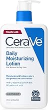 CeraVe Daily Moisturizing Lotion for Dry Skin, Body Lotion & Face Moisturizer with Hyaluronic Acid and Ceramides, Daily Moisturizer, Fragrance Free, Oil-Free, 19 Ounce