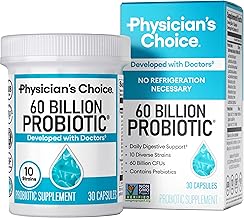 Physician's Choice Probiotics 60 Billion CFU - 10 Strains + Organic Prebiotics - Immune, Digestive & Gut Health - Supports Occasional Constipation, Diarrhea, Gas & Bloating - for Women & Men - 30ct