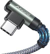 AINOPE USB C Cable [2-Pack, 6.6ft] 3.1A Type C Charger Fast Charging, Right Angle USB to USB C Cable for iPhone 17 Carplay Cable, Galaxy S10+ S10 S9, Note 10 9, LG V30, Moto, iPhone 16 15 Charger Cord