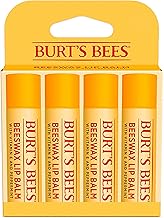 Burt's Bees Lip Balm - Original Beeswax, Lip Moisturizer With Responsibly Sourced Beeswax, Tint-Free, Natural Origin Conditioning Treatment, 4 Tubes, 0.15 oz.