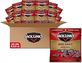 Jack Link's Beef Jerky Multipack - Original - Made with 100% Real Beef - Ready to Eat Real Meat Protein Snacks - 7g Protein per Serving - 0.625 oz Bags (20 Pack)