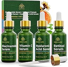 Tree of Life Beauty Facial Skin Care Set, Brightening, Firming & Hydrating Face Serums for Sensitive Skin - Niacinamide, Vitamin C, Retinol & Hyaluronic Acid, Dermatologist Tested, 1 Fl Oz (Pack of 4)