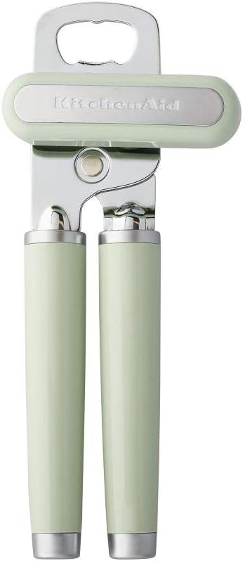 KitchenAid Classic Multifunction Can Opener and Bottle Opener Easy to Use, Razor Sharp Stainless Steel Cutting Wheel, Soft Ergonomic Handles, Pistachio (ONESIZE)