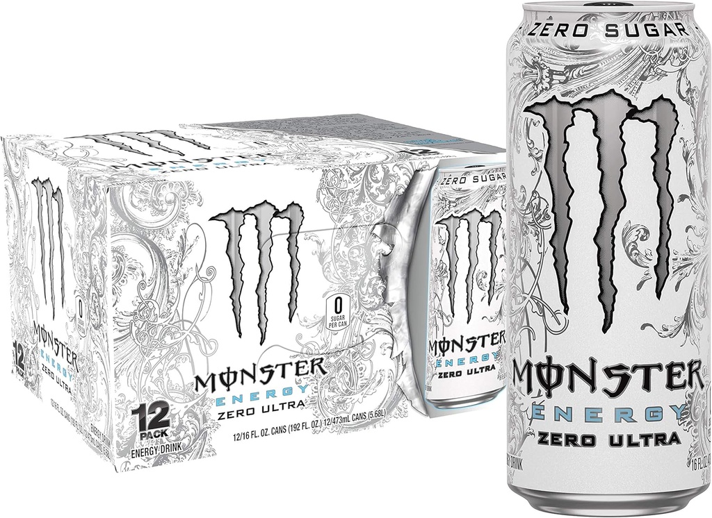 Monster Energy Zero Ultra, Sugar Free Energy Drink, 16 Ounce | Pack of 12