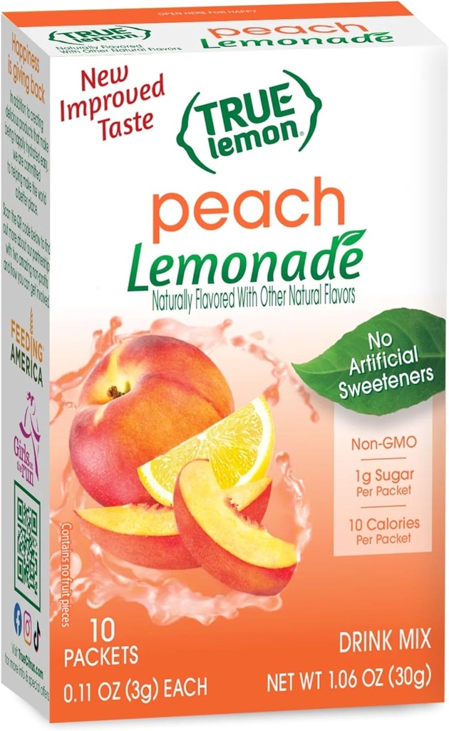 True Lemon Peach Lemonade, 10 count