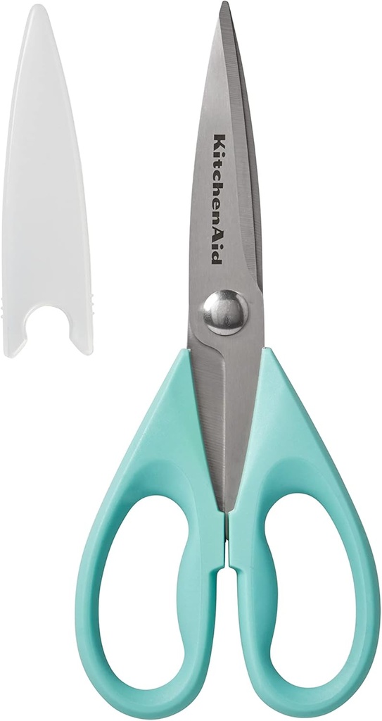 KitchenAid All Purpose Kitchen Shears with Protective Sheath Durable Stainless Steel Scissors, Dishwasher Safe, Soft Grip Comfort Handle, 8.72 Inch, Aqua Sky (ONESIZE)