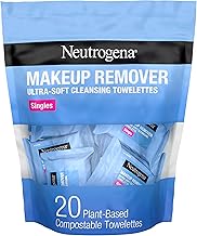 Neutrogena Makeup Remover Wipes, Daily Single Face Cleansing Towelettes, Makeup Removing Cleansing Wipes Removes Dirt & Oil, Alcohol-Free Face Towelettes, 20 ct (ONESIZE)