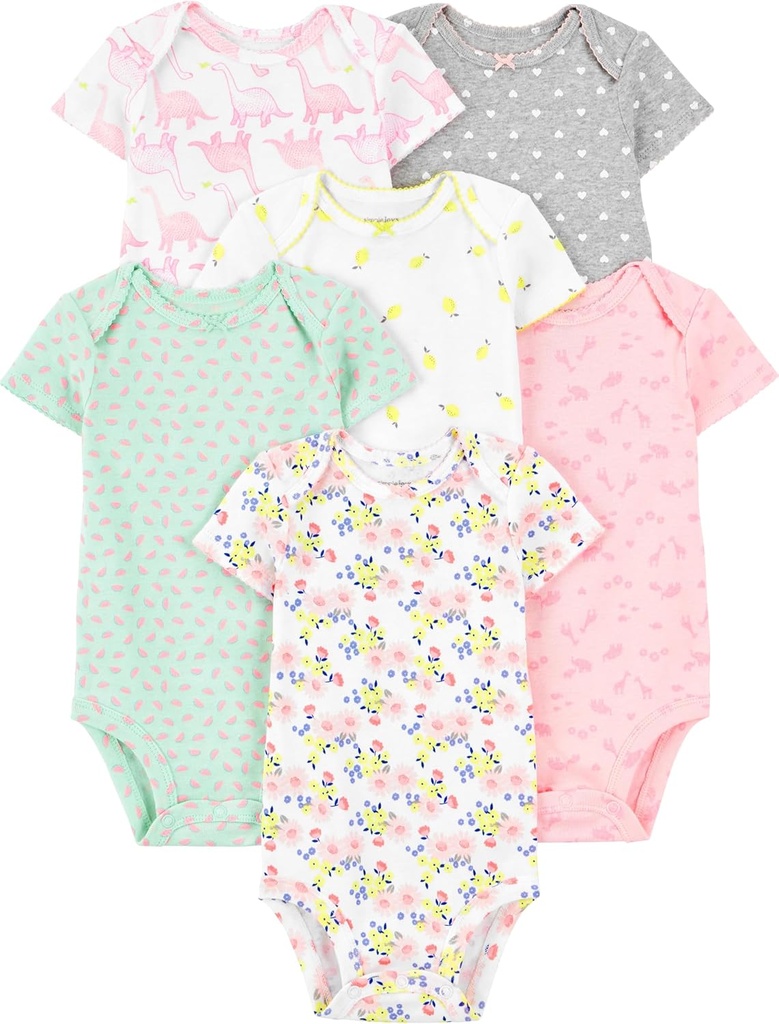Baby-Girls 6-Pack Short-Sleeve Bodysuit (ONESIZE)