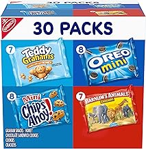 Nabisco Team Favorites Variety Pack, OREO Mini, CHIPS AHOY! Mini, Teddy Grahams Honey & Barnum's Animal Crackers, Christmas Stocking Stuffers, 30 Snack Packs