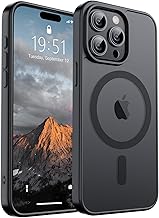 SUPFINE Magnetic for iPhone 15 Pro Max Case (Compatible with MagSafe) (Military Grade Drop Protection) Translucent Matte Shockproof Phone Cover, Black