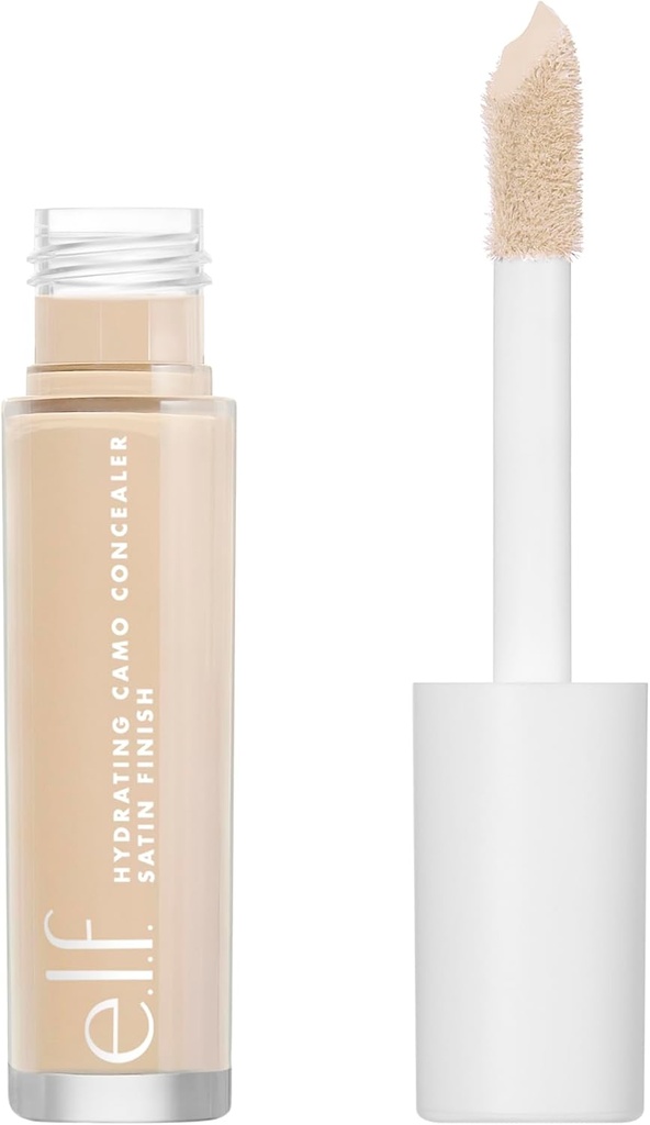 e.l.f. Hydrating Camo Concealer, Covers Blemishes & Under-Eye Circles, Full-Coverage & Delivers A Satin Finish, Vegan & Cruelty-Free, Light Ivory