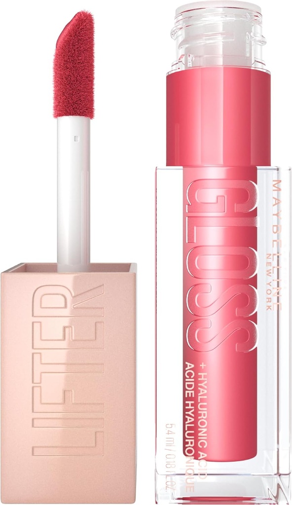Maybelline Lifter Gloss, Hydrating Lip Gloss with Hyaluronic Acid, High Shine for Plumper Looking Lips, Heat, Raspberry Neutral, 0.18 Ounce