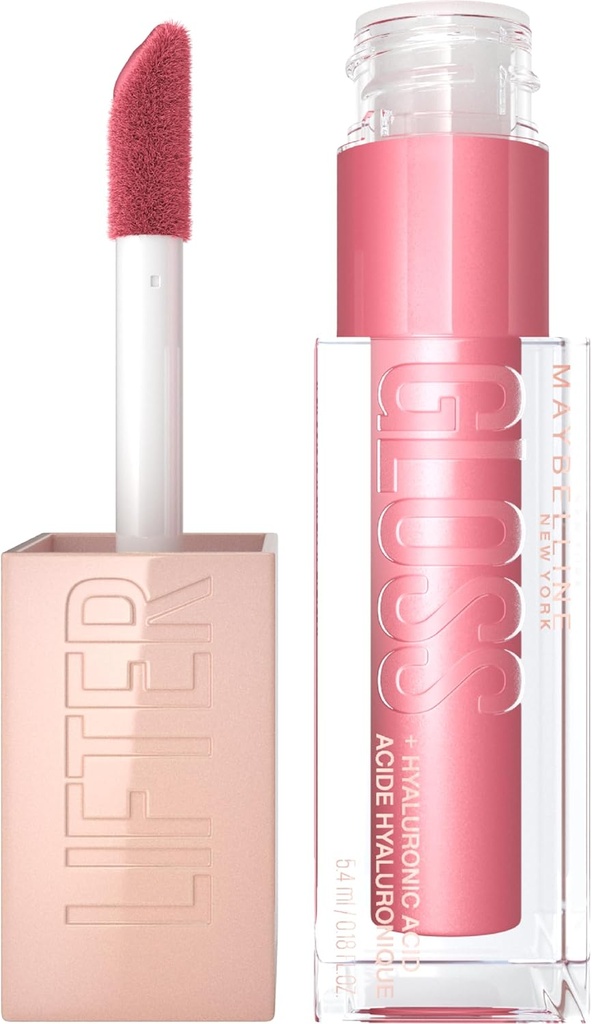 Maybelline Lifter Gloss, Hydrating Lip Gloss with Hyaluronic Acid, High Shine for Plumper Looking Lips, Petal, Warm Pink Neutral, 0.18 Ounce | Hydrating Lip Gloss
