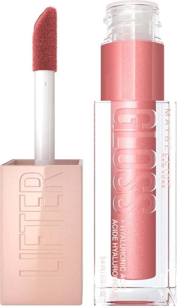Maybelline Lifter Gloss, Hydrating Lip Gloss with Hyaluronic Acid, Moon, Nude Pink, 0.18 Ounce | Hydrating Lip Gloss (ONESIZE)