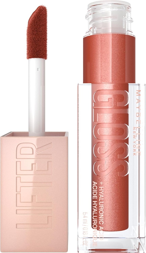 Maybelline Lifter Gloss, Hydrating Lip Gloss with Hyaluronic Acid, High Shine for Plumper Looking Lips, Topaz, Terracotta Neutral, 0.18 Ounce
