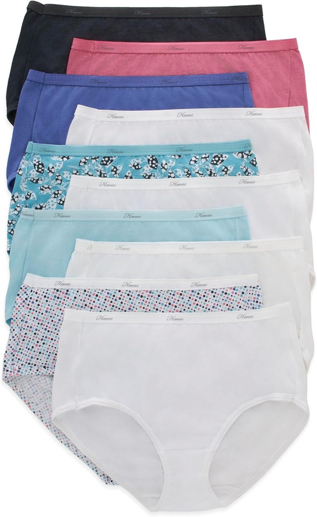 Women's Underwear Briefs Pack, 10-Pack, Cotton Panties for Women, Moisture-Wicking, Full Coverage